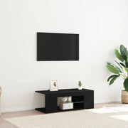 Mobile TV  con luci LED Rovere Nero 90x39x30 cm in Legno ingegnerizzato