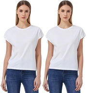 T-shirt con collo arrotondato - 2 pezzi - Cotone - Comfortevole e idrorepellente - Top