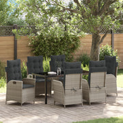 Set da Pranzo da Giardino 7 Pezzi con Cuscini Grigio Chiaro Polyrattan