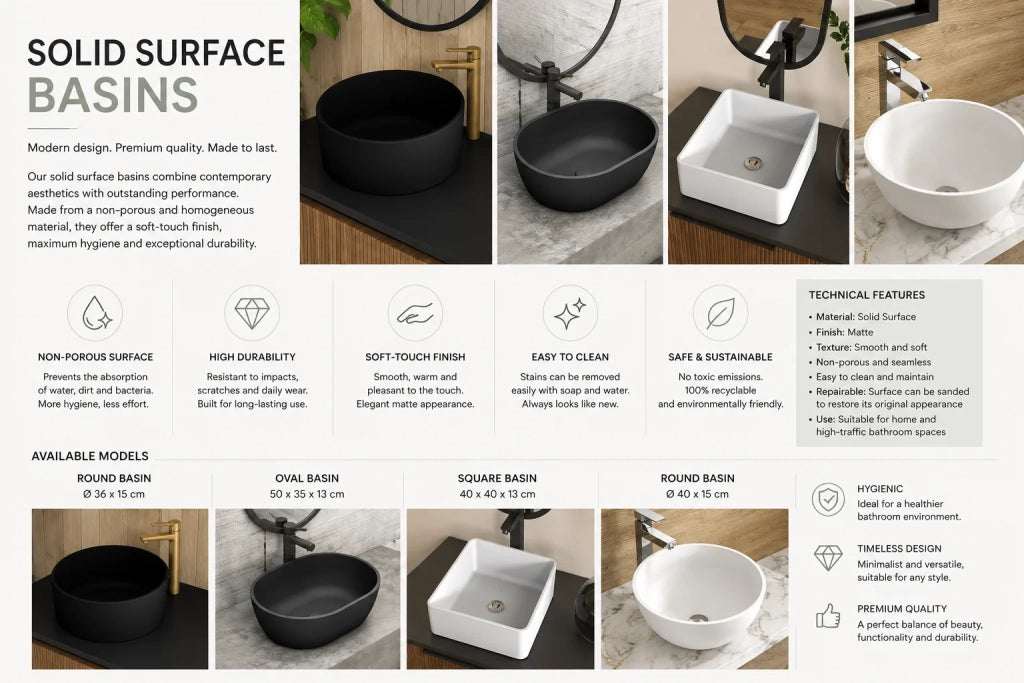 Lavabo da appoggio Solid Surface ALICANTE - bianco