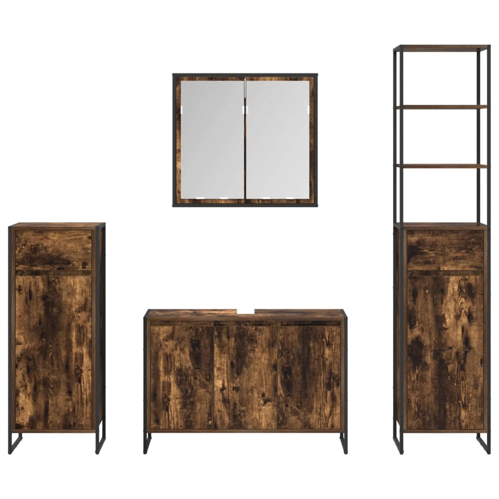Set di mobili per il bagno Rovere fumé Legno multistrato 3403048