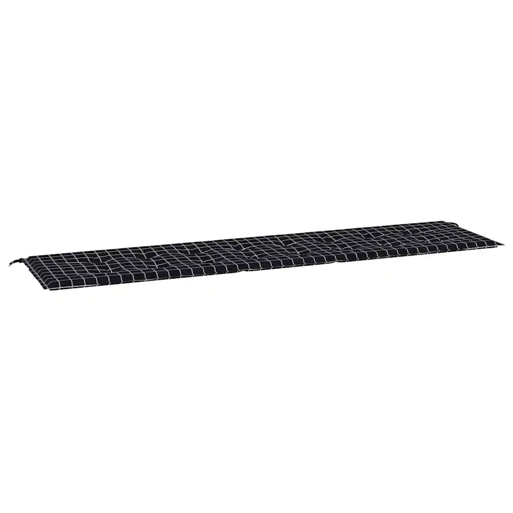 Cuscino Panca Giardino Motivo a Quadri Nero 200x50x4 cm Tessuto