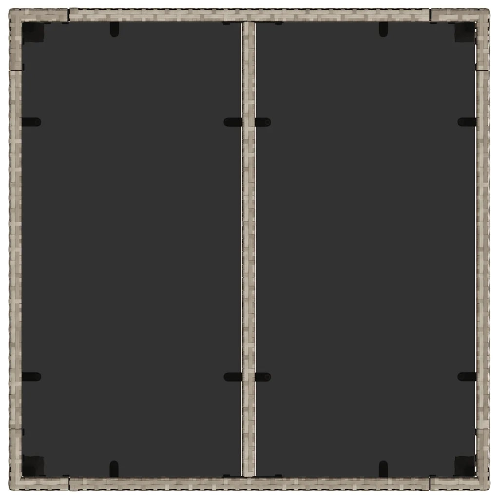 Tavolo Giardino Piano Vetro Grigio Chiaro 90x90x75cm Polyrattan 368122