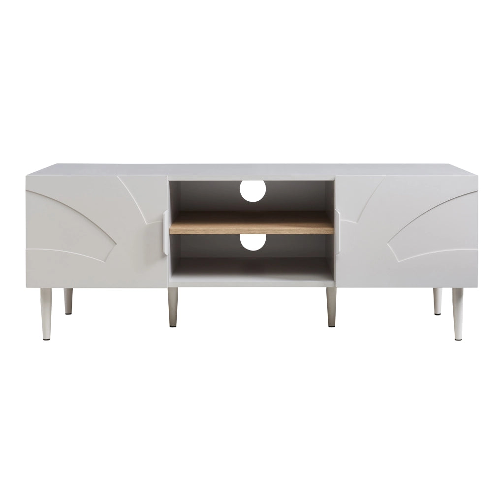 Mobile TV Starvili con Ante e Scomparti Aperti 120x40x45 cm Beige [en.casa]