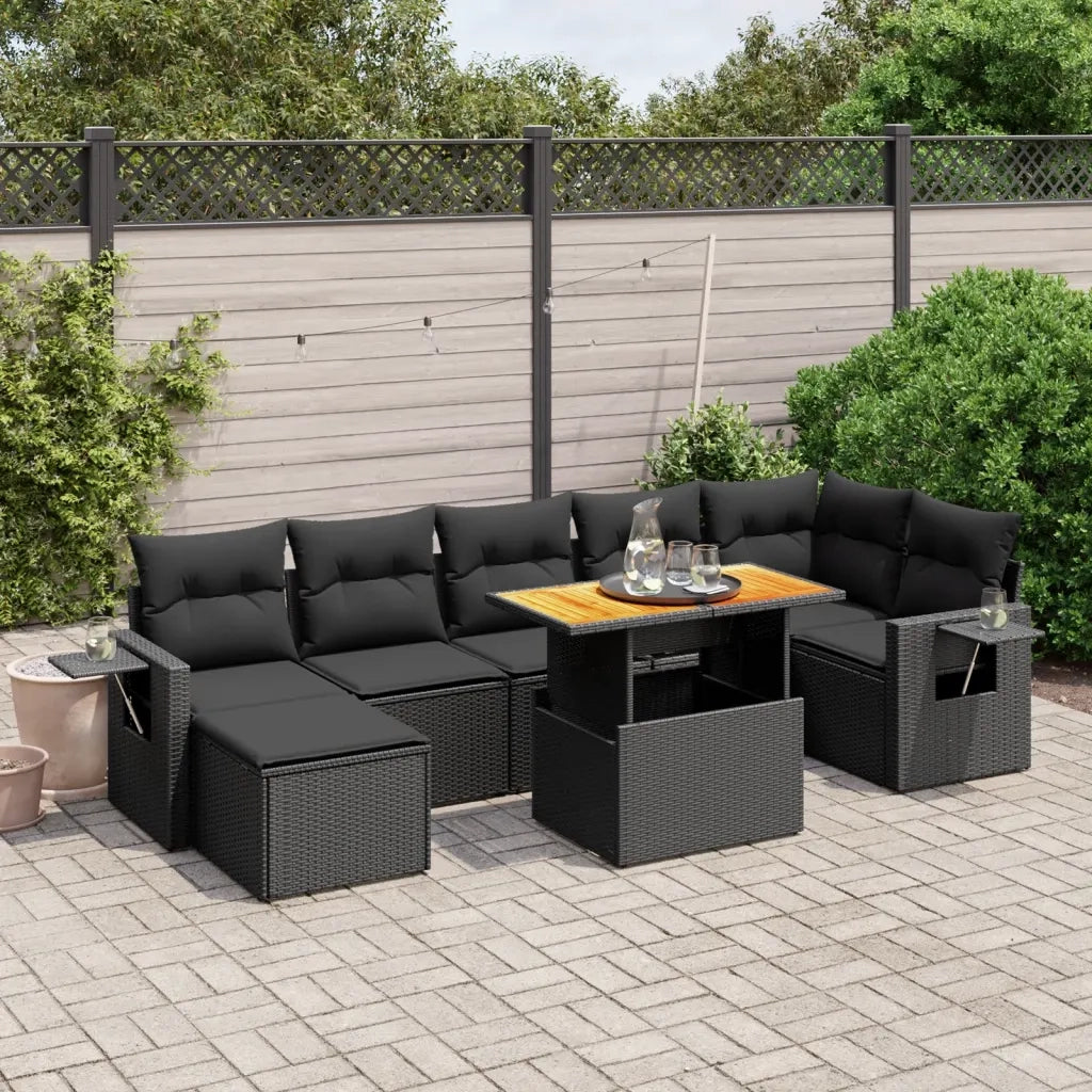 Set Divani da Giardino con Cuscini 8 pz Nero in Polyrattancod mxl 116143