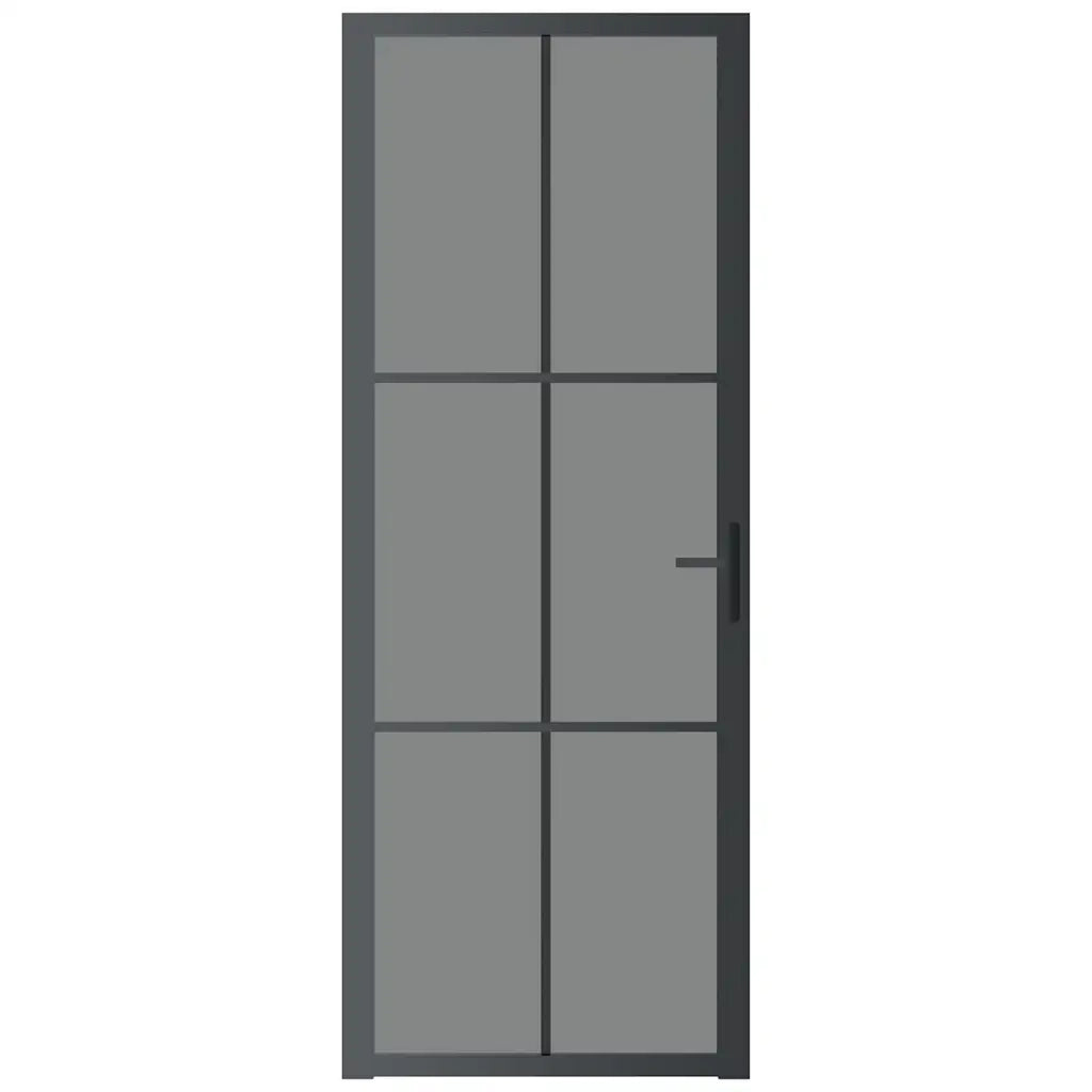 Porta Interna 76x201,5 cm Nera in Vetro ESG e Alluminio 350564