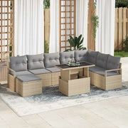 Set Divano da Giardino con cuscino 9 pcs beige e grigio chiaro