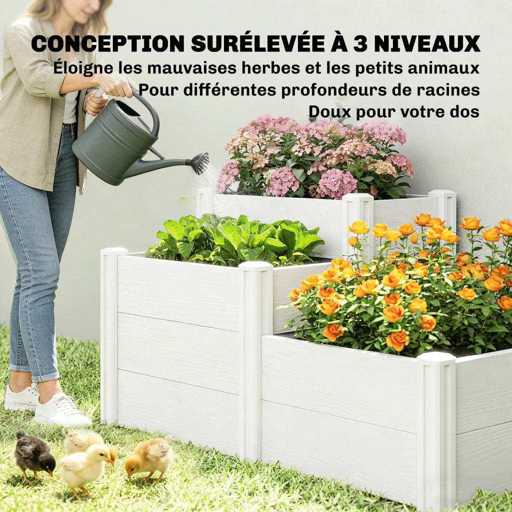 Letto da giardino a 3 livelli ¨C zephmum ¨C grigio 120x80x64 cm
