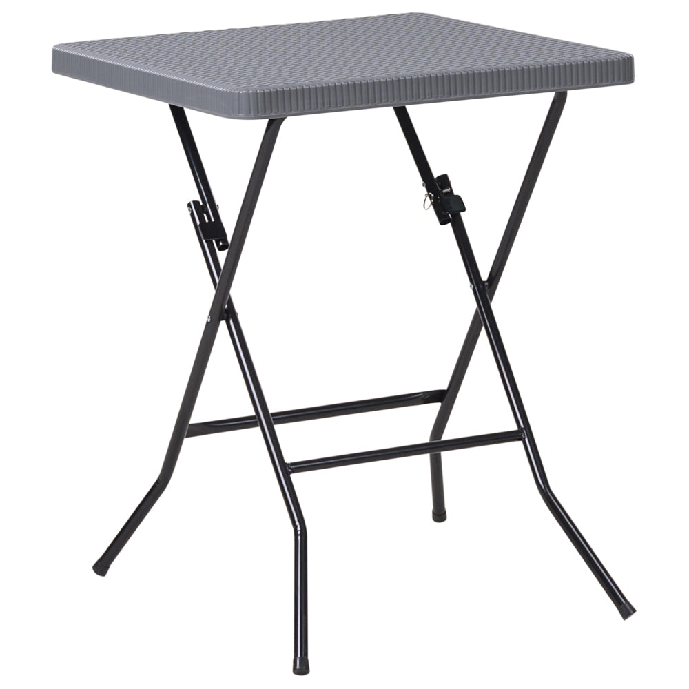 Set da bistrot con tavolo e 2 sedie Seduta e schienale in materiale sintetico Gambe in acciaio Pieghevole Resistente alle intemperie grigio