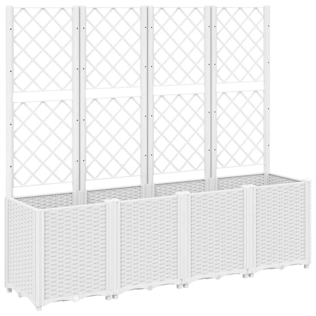 Fioriera rialzata per piante fiori terrazza giardino con traliccio 160 x 40 x 140 cm PP bianco 02_0038262