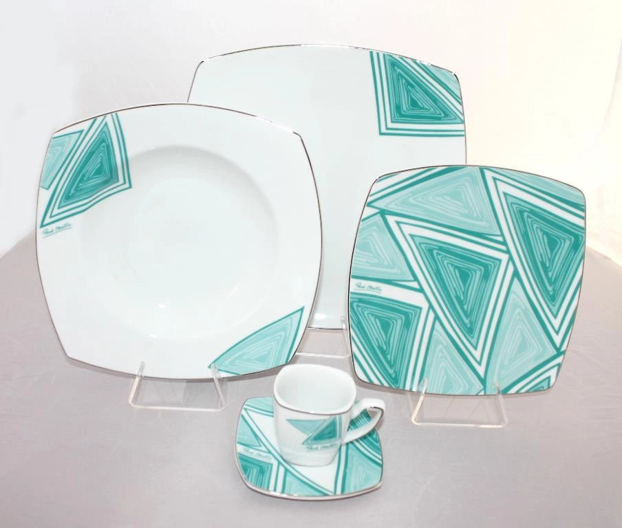 Servizio di Piatti da Tavola in Porcellana Mire Acquamarine 19 pezzi