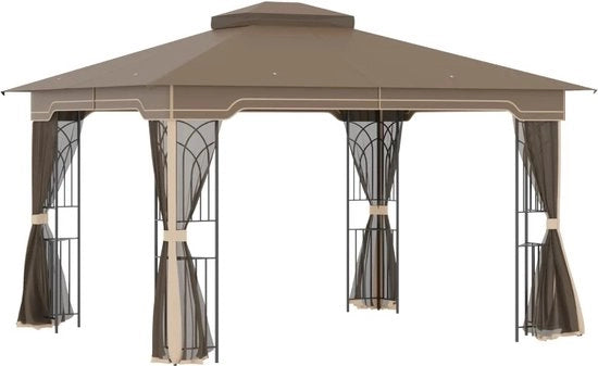 Pergola per Giardino - Pergola - Priele - Insetticida - Lamiere Angolari - Resistente ai Raggi UV - Idrorepellente - 3,65 m x 3 m x 2,7 m