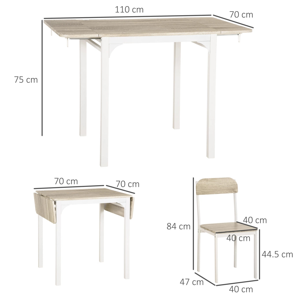 TAVOLO da pranzo pieghevole 110x70x75 cm MDF Naturale Set da 3 pezzi