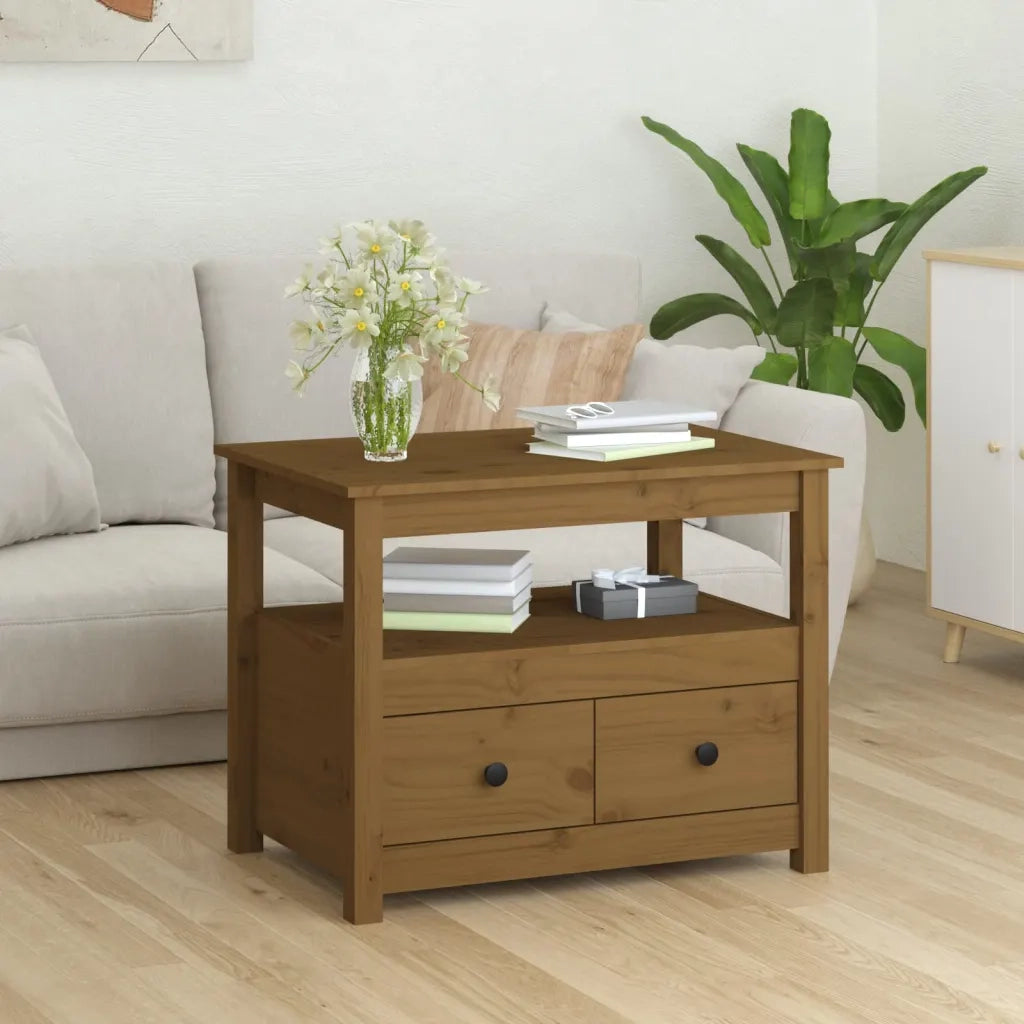 Tavolino da salotto | Tavolino da caff¨¨ | Tavolino da Soggiorno ambra 71x49x55 cm in Legno Massello di Pino