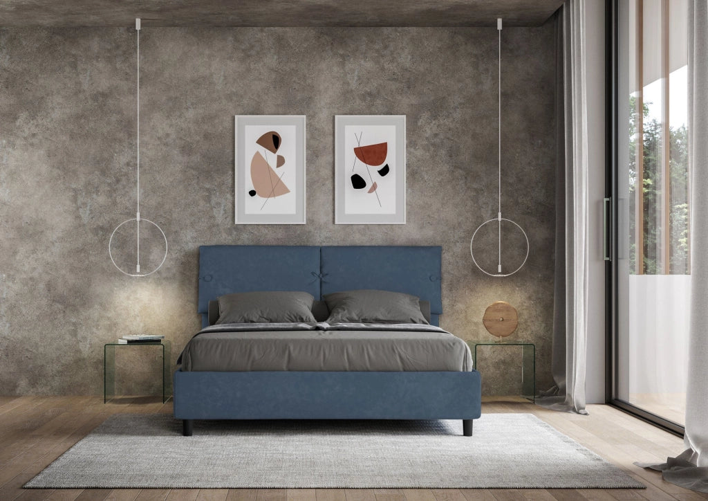 Letto Matrimoniale 160x190 cm con Rete e Contenitore Sleeper Blu
