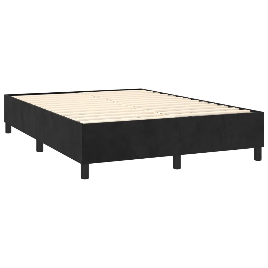 Letto a Molle con Materasso e LED Nero 140x200 cm in Velluto 3139567