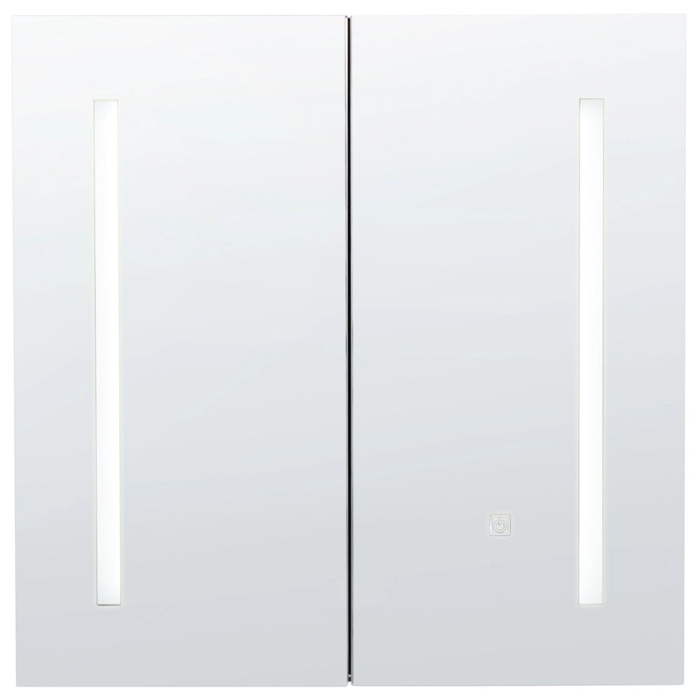 Armadietto da bagno con 2 Ante e specchio con luci LED 60 x 60 cm Armadio pensile stile moderno classico