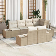 Set Divano da Giardino 7 pcs Beige e Crema polyrattan