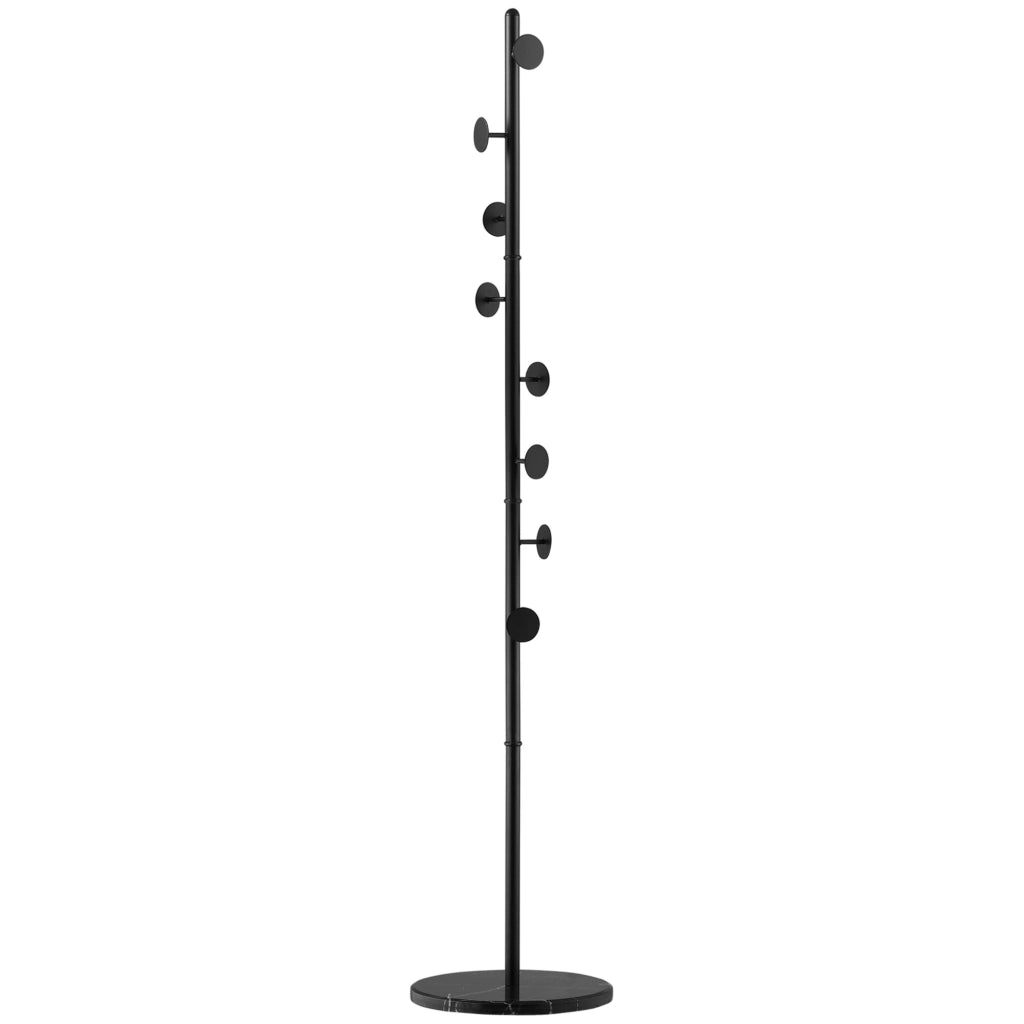 Appendiabiti da Terra con Base in Marmo ¨C Xylo ¨C Acciaio Nero 8 Ganci 35x35x170cm