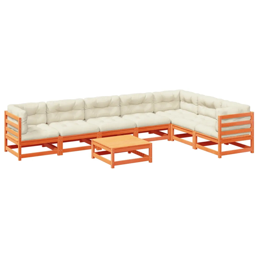 Set Divani Giardino 8 pz con Cuscini Marrone Cera Massello Pino 3299479