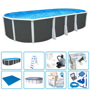 Piscina Fuori Terra Steeldesign Omega 730 Liner 0,6 Mm - 7,30 X 3,66 X H.1,32 M - Kit Pro