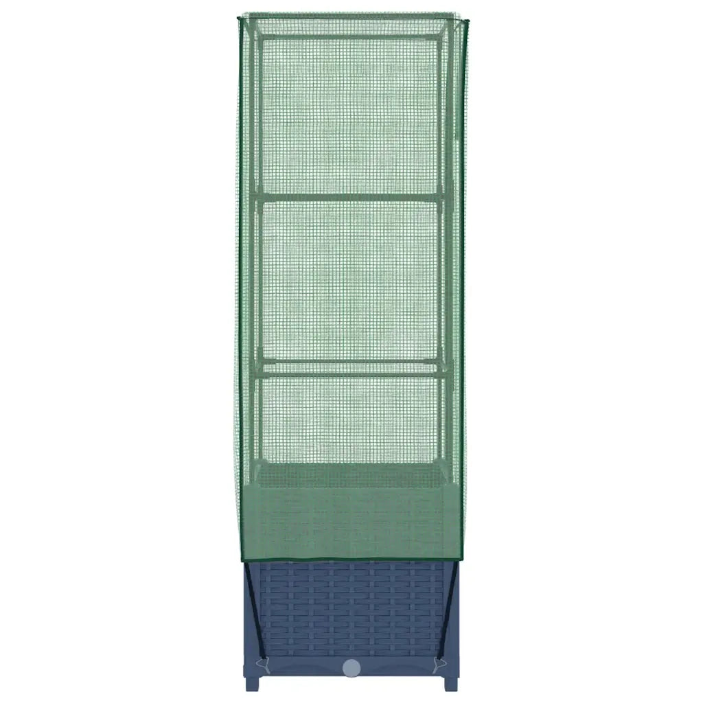 Fioriere | Cassetta per fiori | Letto Rialzato con Copertura Serra Effetto Rattan 40x40x139 cm