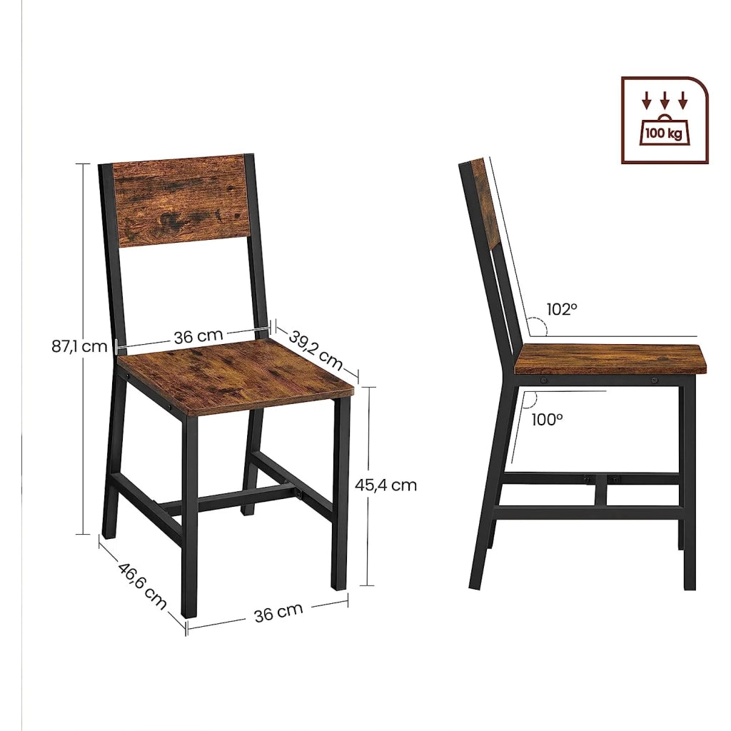 Set di 2 sedie da pranzo struttura in acciaio stile industriale per sala da pranzo soggiorno cucina marrone rustico e nero 12_0004930