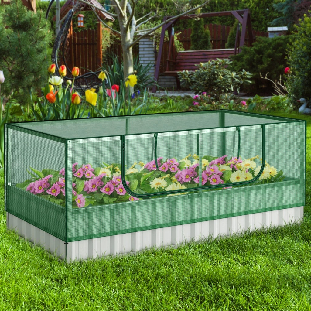 Serra per piante da giardino e letto da giardino rialzato zincato, Serra tunnel per orto verde e orto rialzato-Giardinaggio