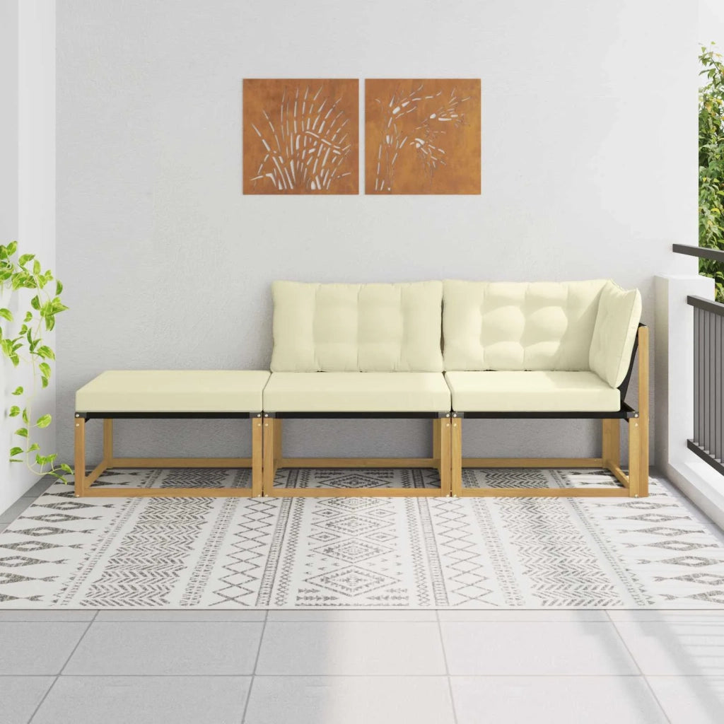 Salotto da Giardino-Divano componibile Sezionale con cuscino Bianco 241,5 x 83 x 73 cm 761391
