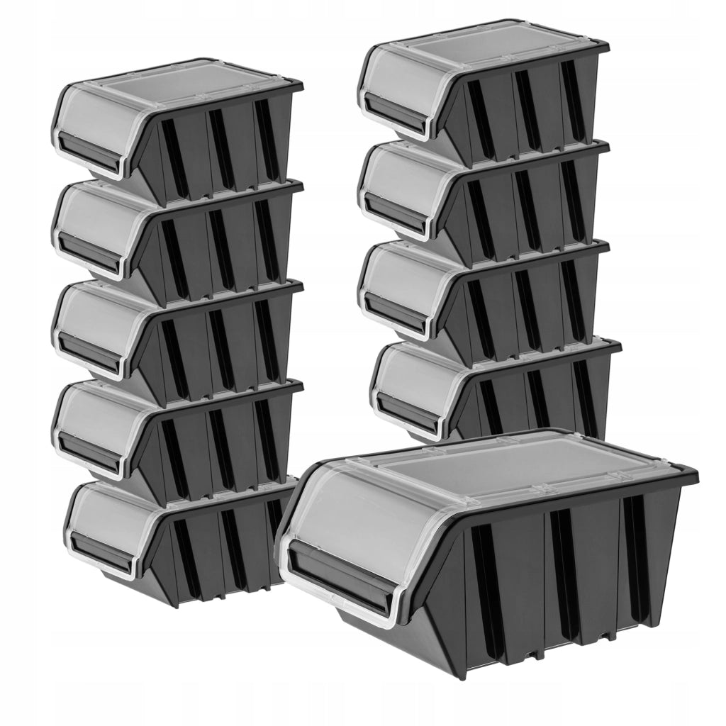 Set di 10 contenitori organizer KADAX per officina, dimensioni 195x120 mm.