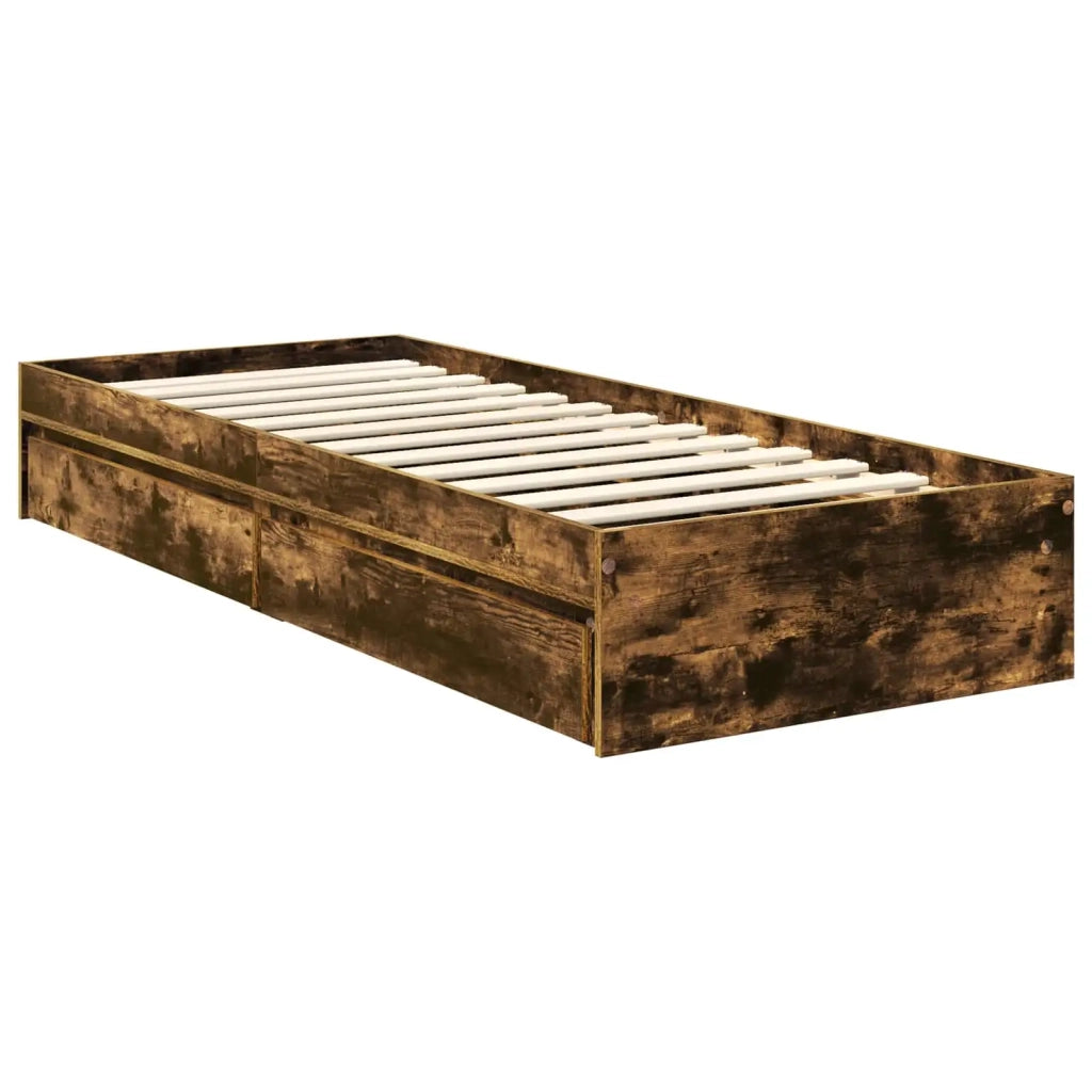 Letto con Contenitore Rovere fumé 75 x 190 cm Legno multistrato