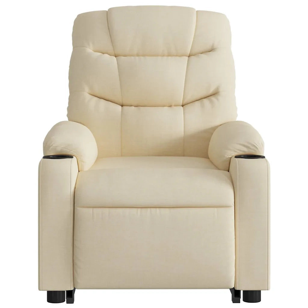Poltrona | Sedia Relax Alzapersona Reclinabile Crema in Tessuto