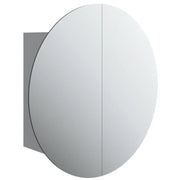 Armadio da Bagno con Specchio Rotondo e LED-Mobiletto a specchio Grigio 47x47x17,5cm