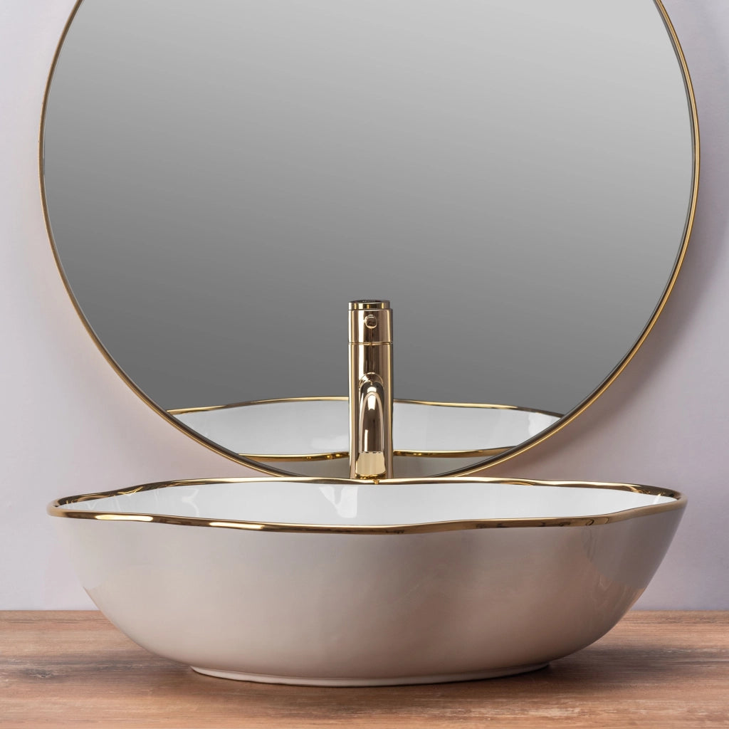 Lavabo Da Appoggio Rea Pearl Gold Edge