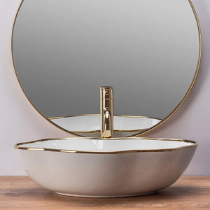 Lavabo Da Appoggio Rea Pearl Gold Edge