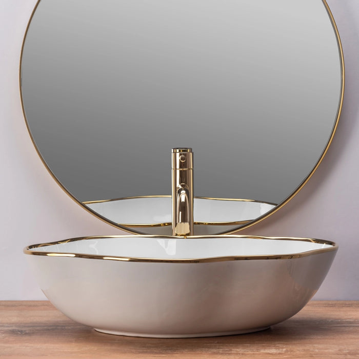 Lavabo Da Appoggio Rea Pearl Gold Edge