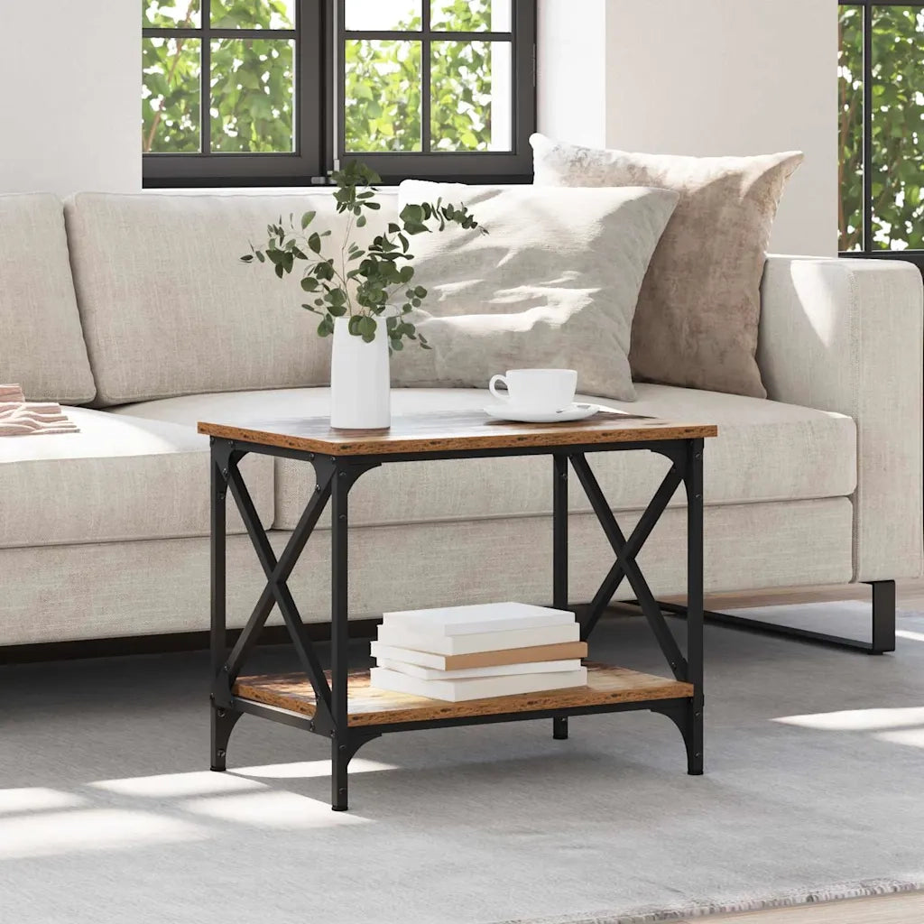vidaXL Tavolo laterale Legno antico 55 x 38 x 45 cm Legno multistrato