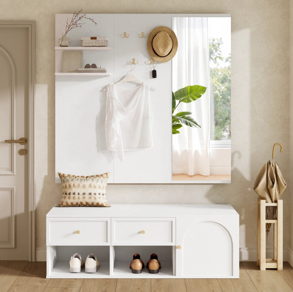 Garderobe multifunzione da ingresso con specchio e contenitori