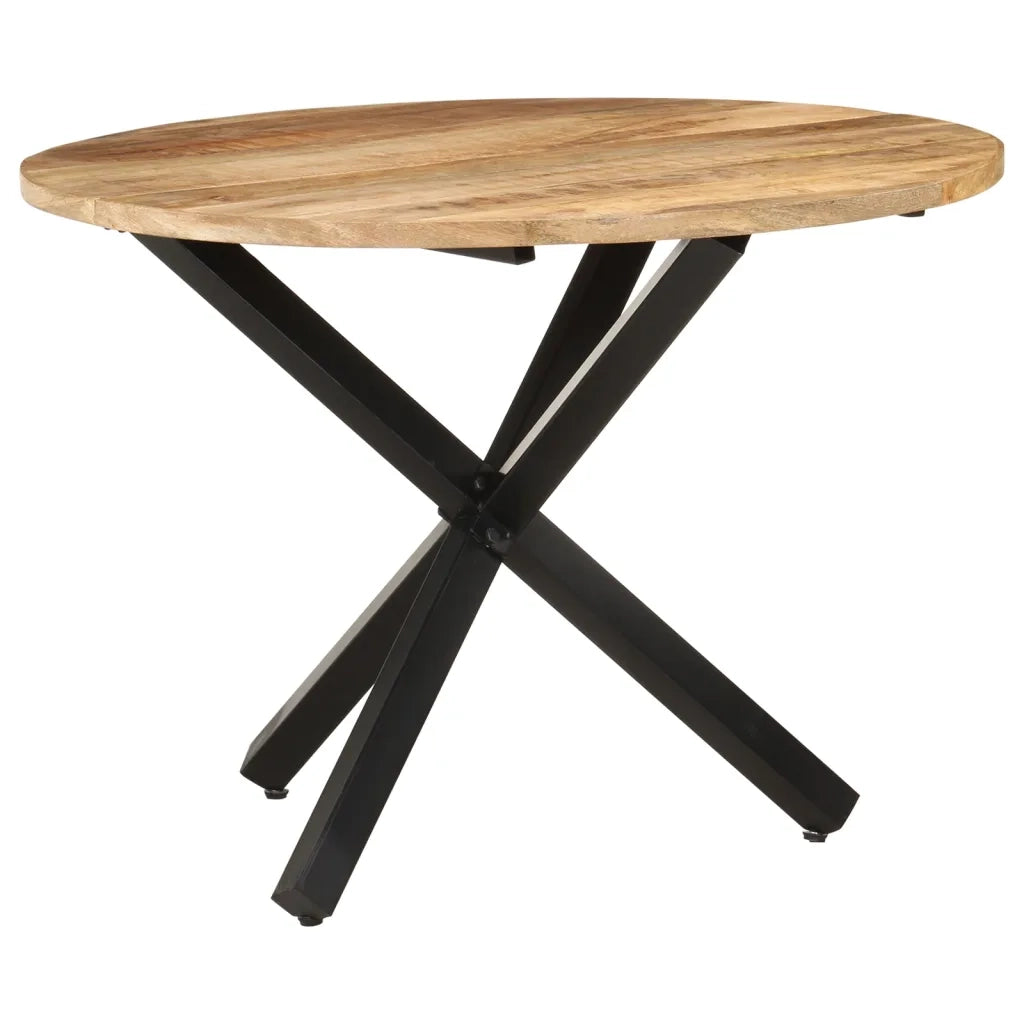 Tavolo da Pranzo Rotondo 100x100x75 cm Massello di Mango Grezzo 321681