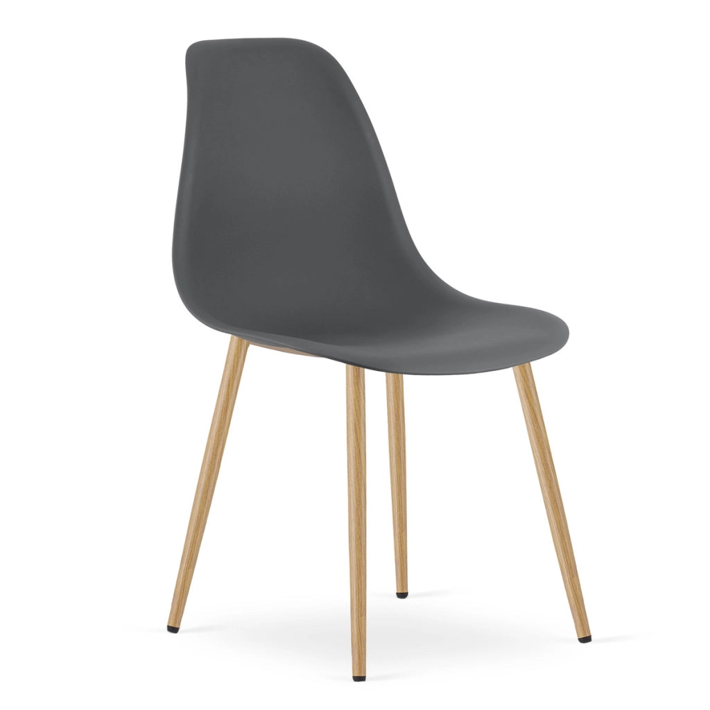 Sedia scandinava WAT grigio scuro con gambe effetto legno
