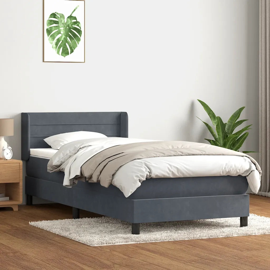 Giroletto a Molle con Materasso Grigio Scuro 80x220 cm Velluto 3318220