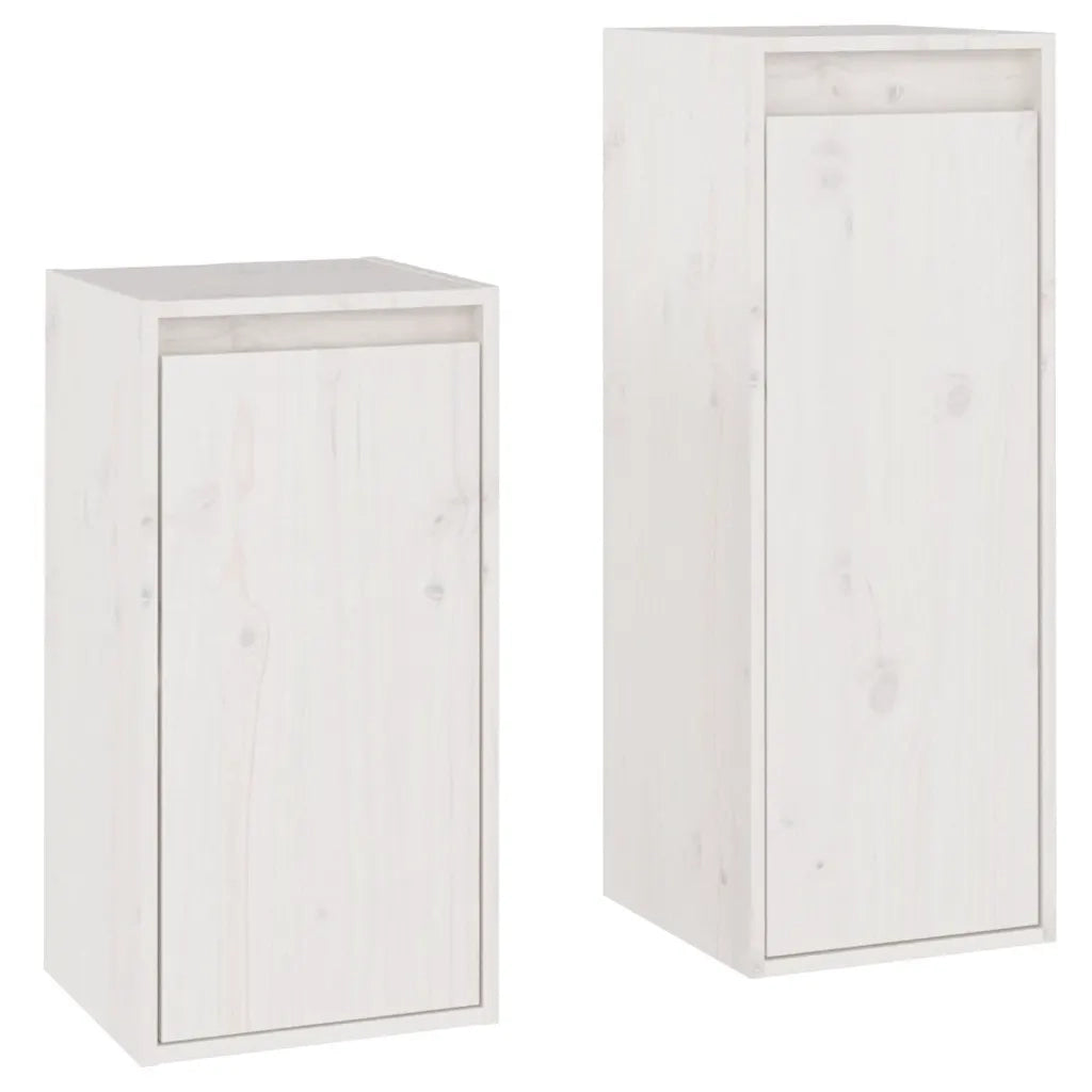 Mobili Porta TV 2 pz Bianchi in Legno Massello di Pino cod mxl 18736