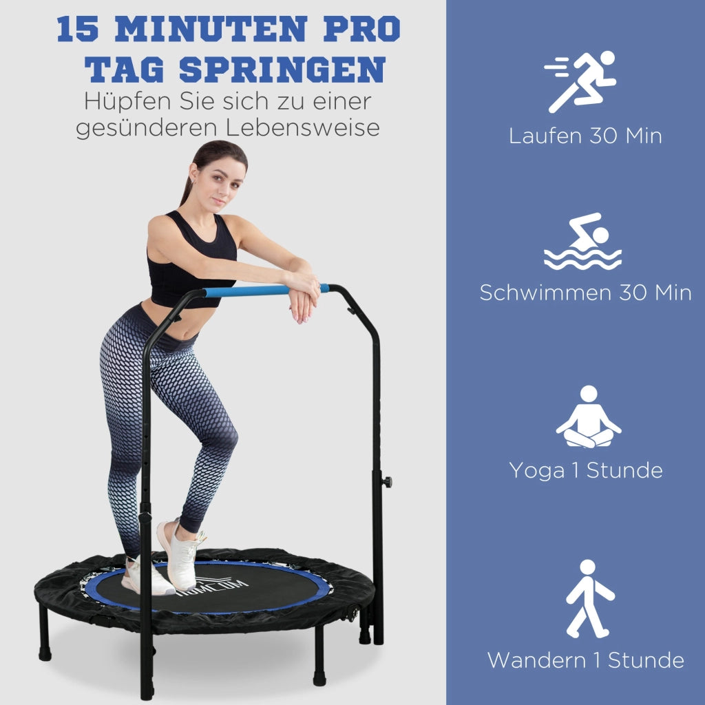 Trampolino Fitness Pieghevole ¨C Zephmum ¨C Nero/Blu ?102x123H cm