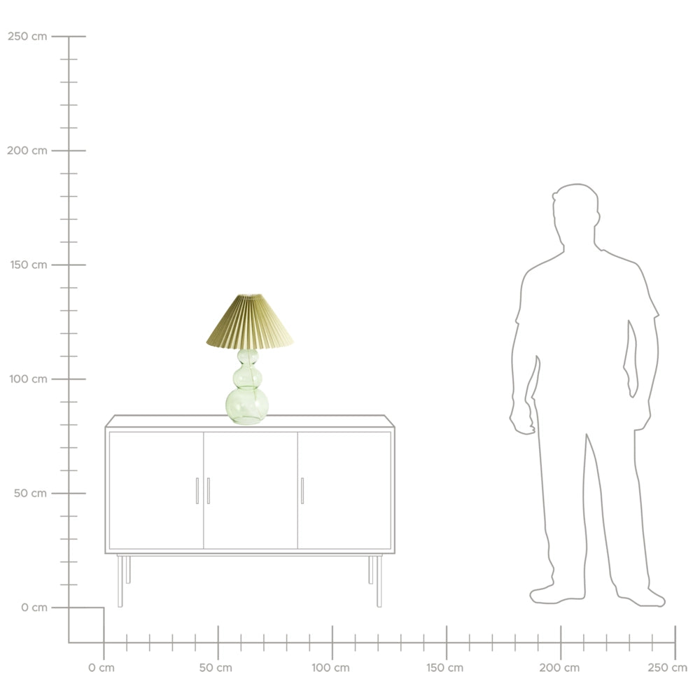 Lampada da tavolo decorativa Forma scultorea Base in vetro Paralume a campana Tessuto verde