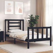 Giroletto con Testiera Nero Small Single in Legno Massello 3192845