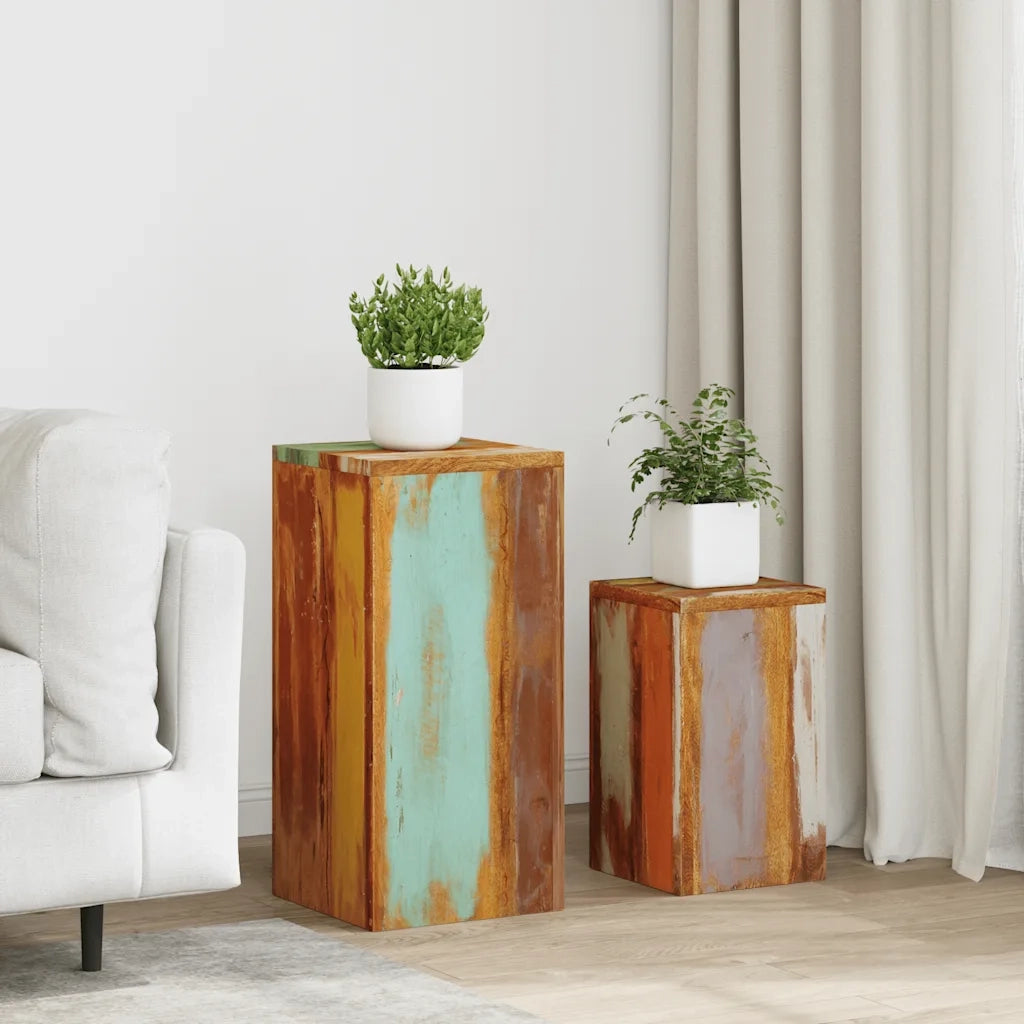 Supporti per Piante 2 pz in Legno Massello di Recupero 320806