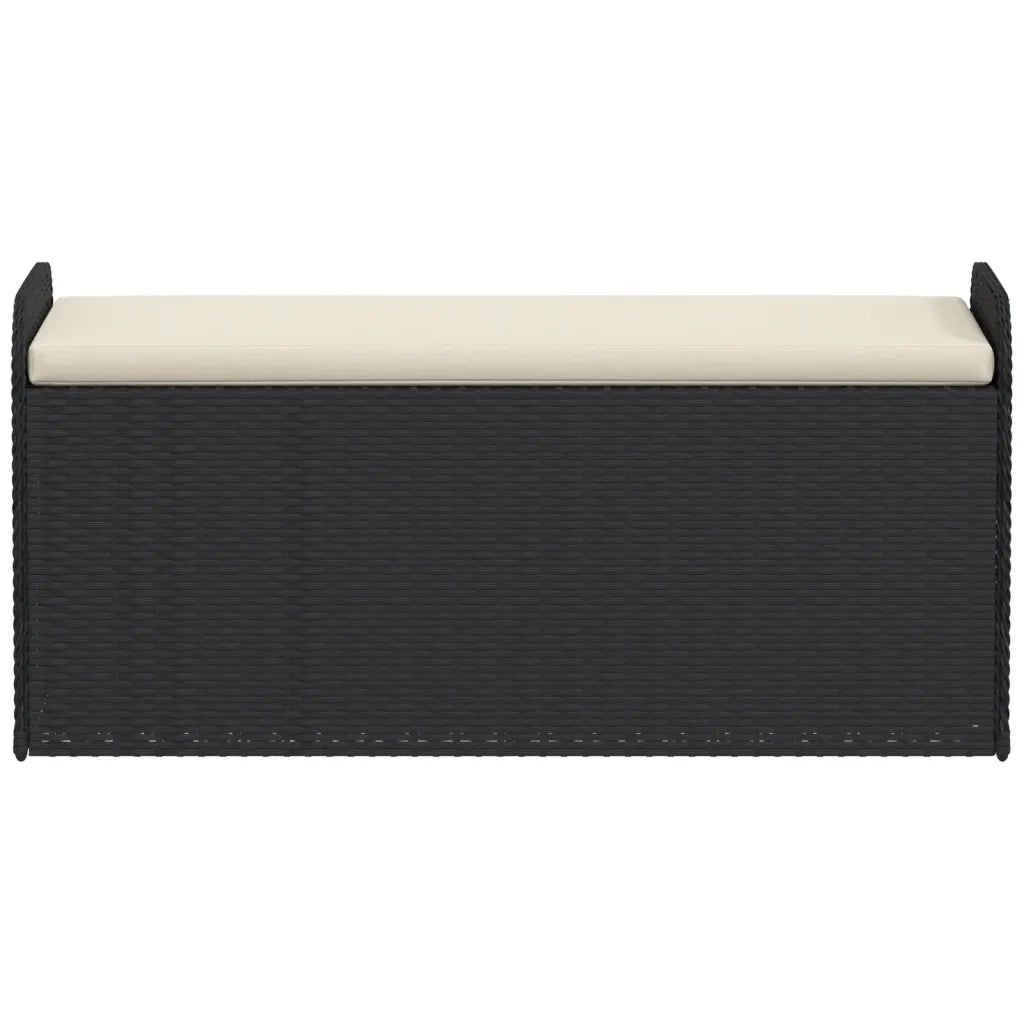 Cassapanca con Cuscino Nera 115x51x52 cm in Polyrattan 365727