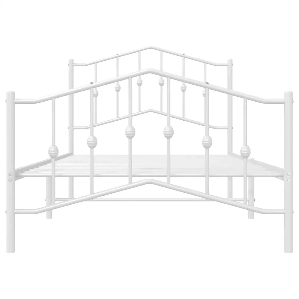 Giroletto con Testiera e Pediera Metallo Bianco 100x190 cm 373850
