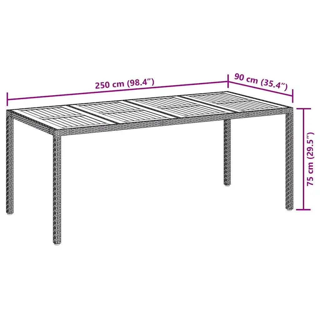 Tavolo da Giardino Nero 190 x 90 x 75 cm polyrattan