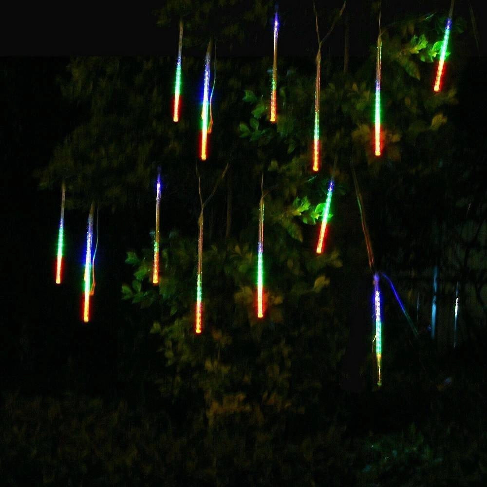 Trade Shop - Luci Di Natale Da Esterno Natalizie Led Effetto Pioggia Stella Cadente Multicolor -